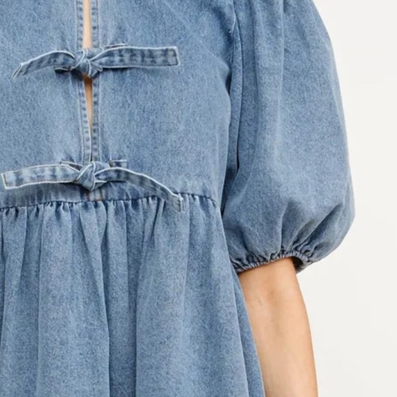 ARLO DENIM BOW BABYDOLL DRESS - Picture 3 of 5